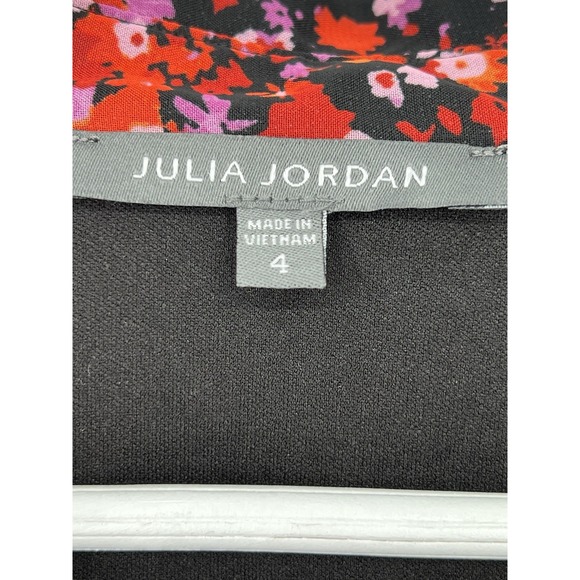 Julia Jordan Mini Dress Red Floral Chiffon Ruffle Detail Drop Waist L/S Size 4 - Picture 3 of 16